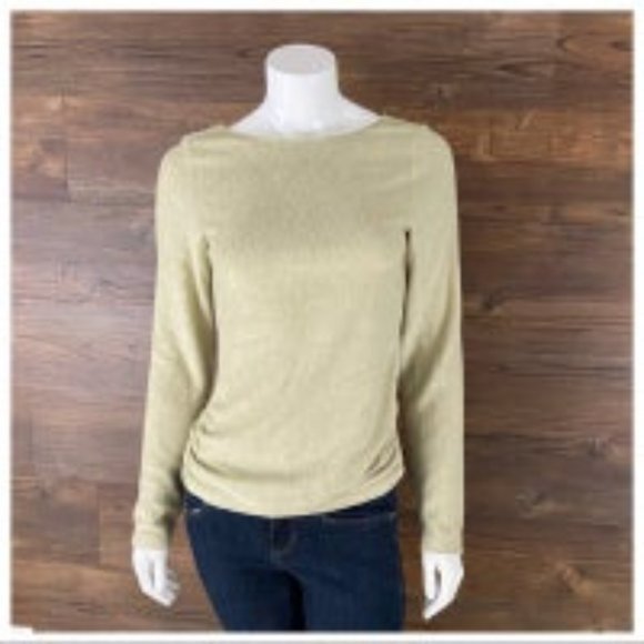 Anthropologie Saturday Sunday Rhea Boat-Neck Soft Plush Ruched Top Size M - Picture 2 of 15